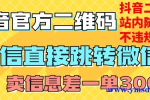 价值3000的技术，抖音二维码直跳微信，站内无限发不违规