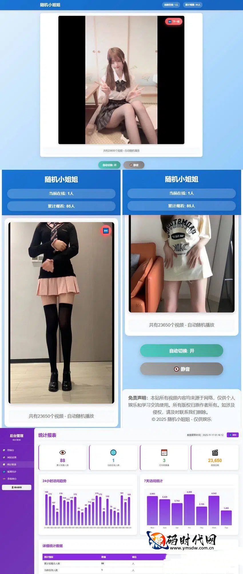 2025美女热舞4.0系统：本地资源+后台管理+G口高防服务器+秒播优化+2万部持续更新
